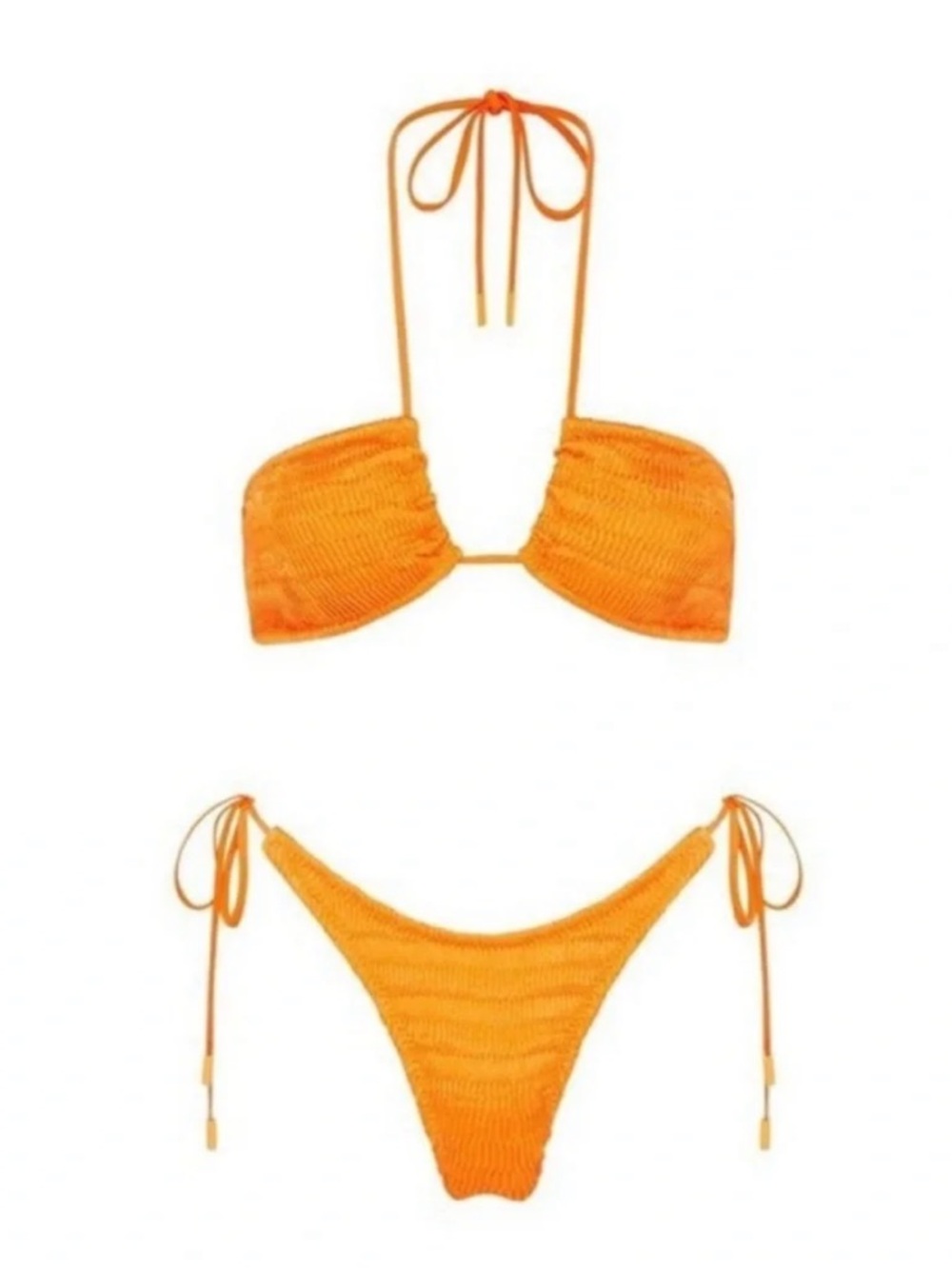 Triangl Swimwear Orange Crochet Tie Bikini